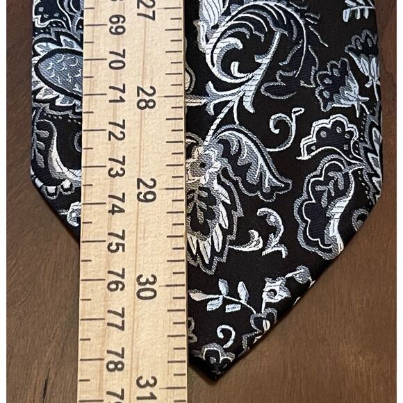 Ferre Massino Black Gray Hand Made 100% Silk Made In China Long - Picture 5 of 9